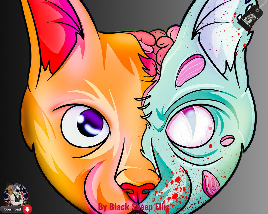 Animal Zombie Cat Printable Scary Cat Zombie Print Diy Gift Etsy