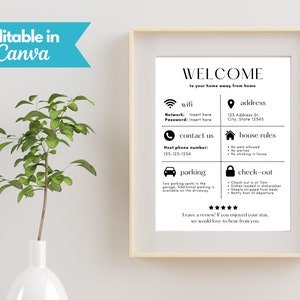 Airbnb Welcome Sign | Airbnb House Rules Wifi Sign | Customizable CANVA Template | Instant Digital Download
