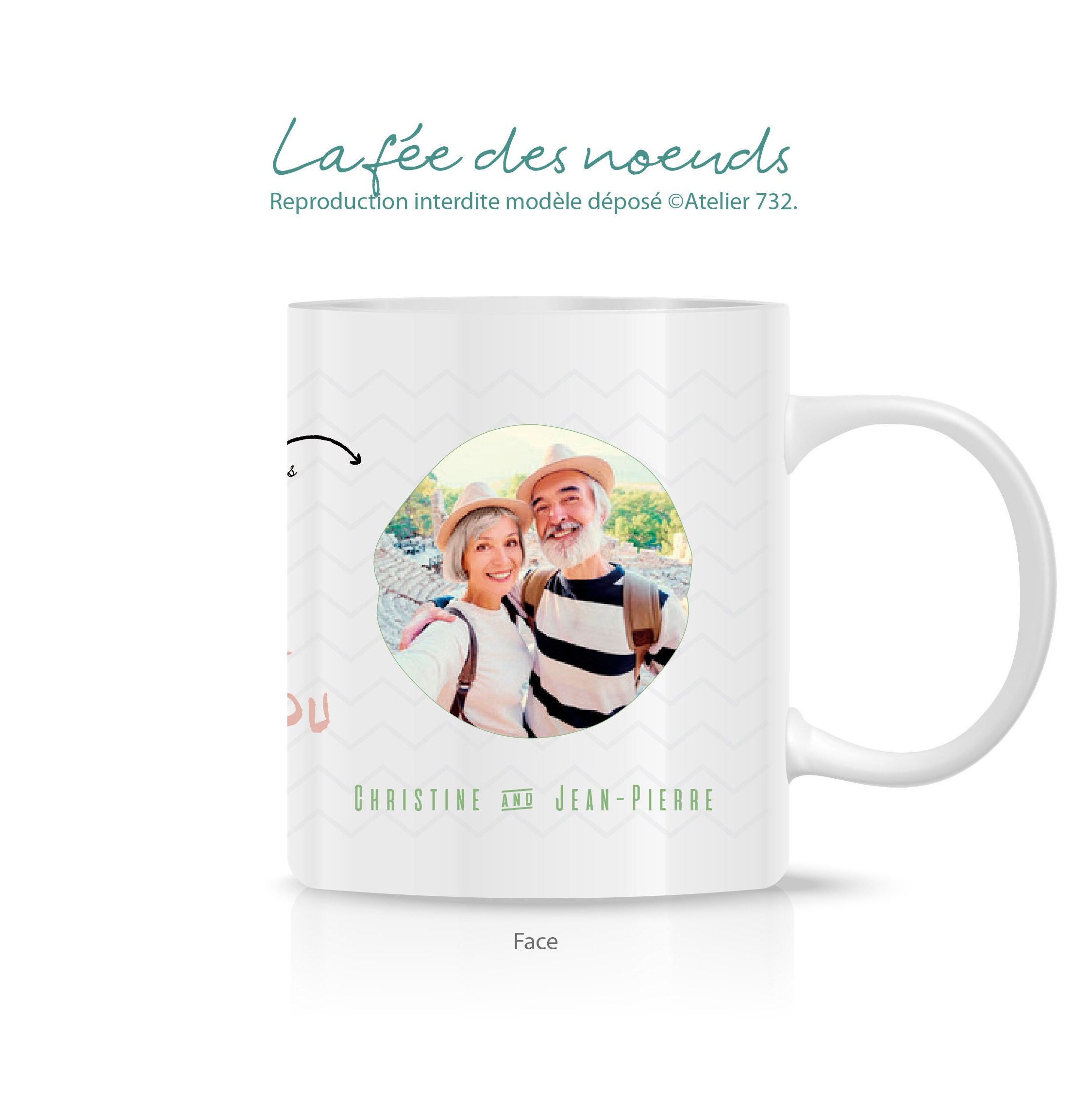 Mug Rond Couple Vert Personnalisé