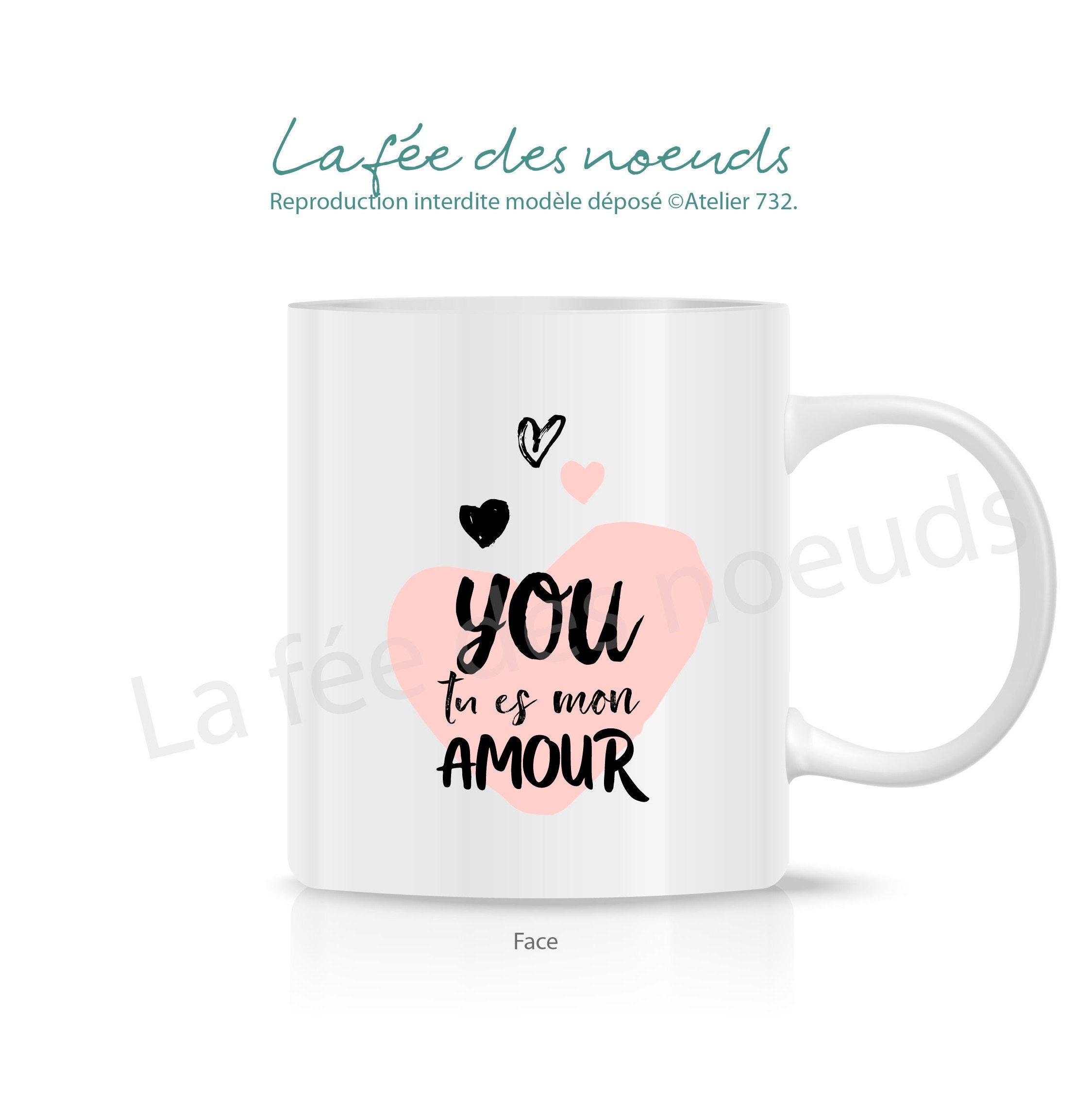 Mug Rose Coeur Saint Valentin You Tu Es Mon Amour