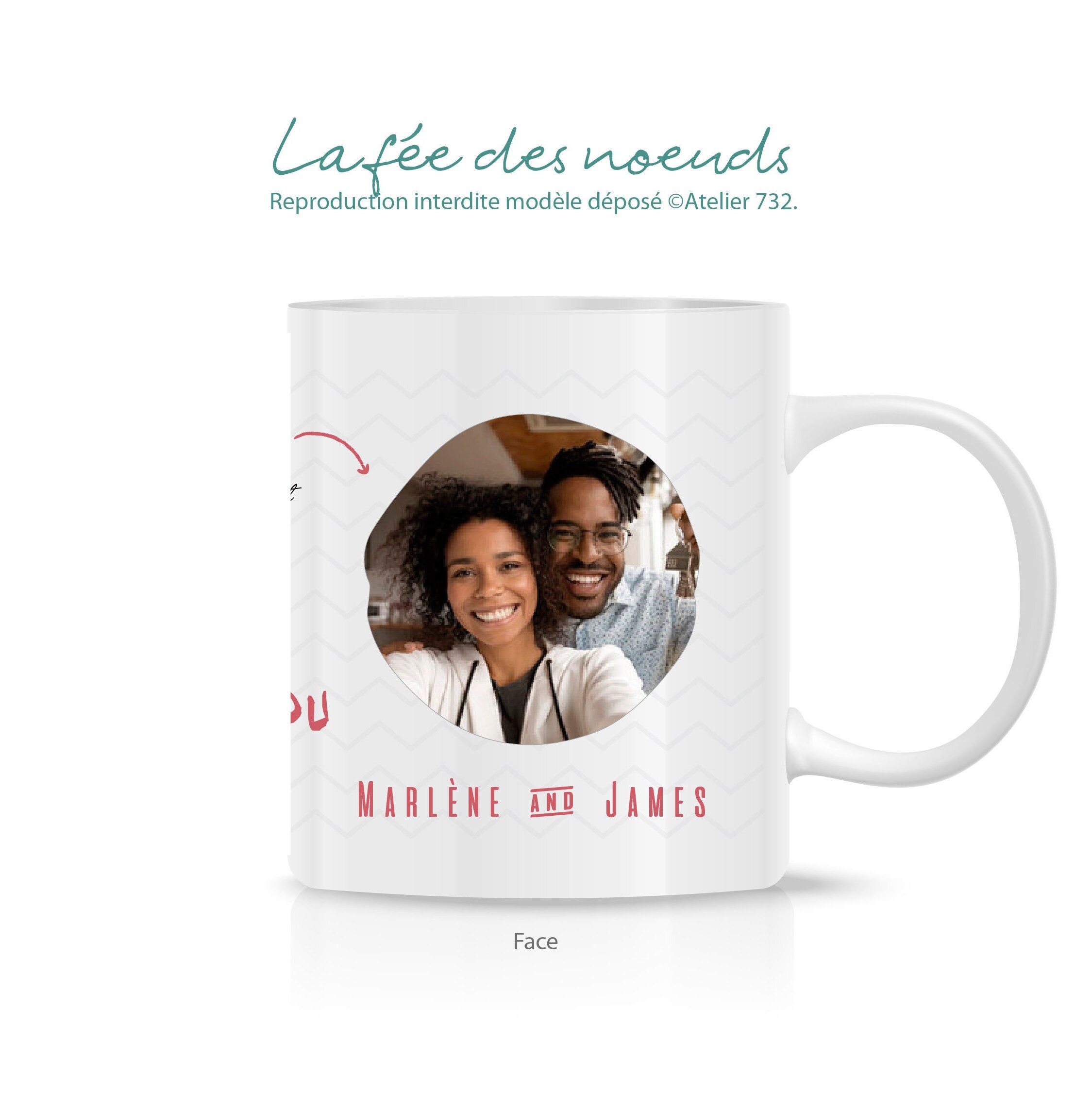 Mug Rond Couple Rouge Personnalisé