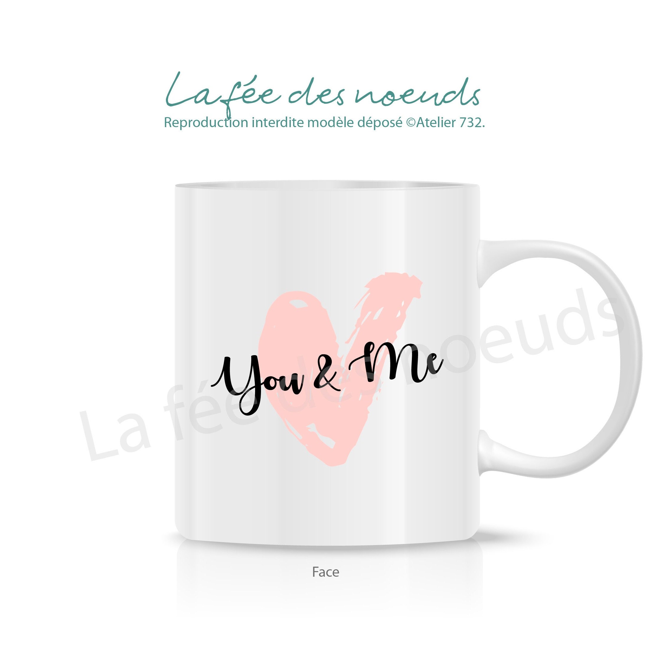 Mug Rose Coeur Saint Valentin You & Me