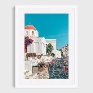 Mykonos Town Print, Greece Wall Art, Photography Prints, Greece Travel Poster, Digital Download, Church, Scenery, Wanderlust, Greek Islands