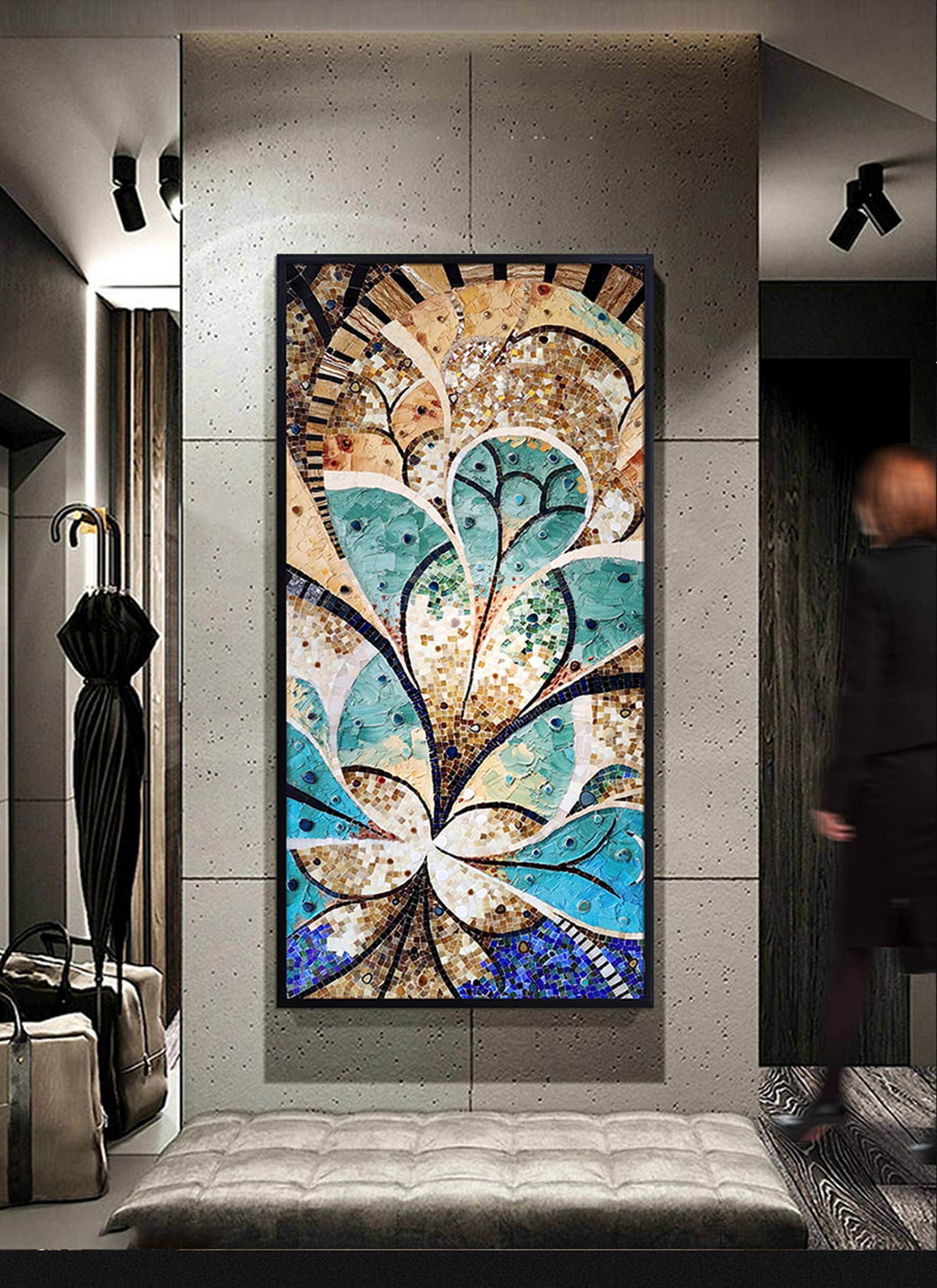 Mosaic Mural Art Mosaic Wall Art Mosaic Paiting Art Deco Painting Blue