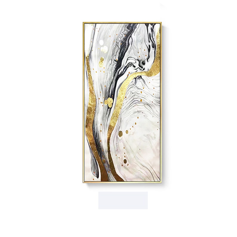 Hand Painted Abstract Painting Contemporary Grey White Gold Etsy