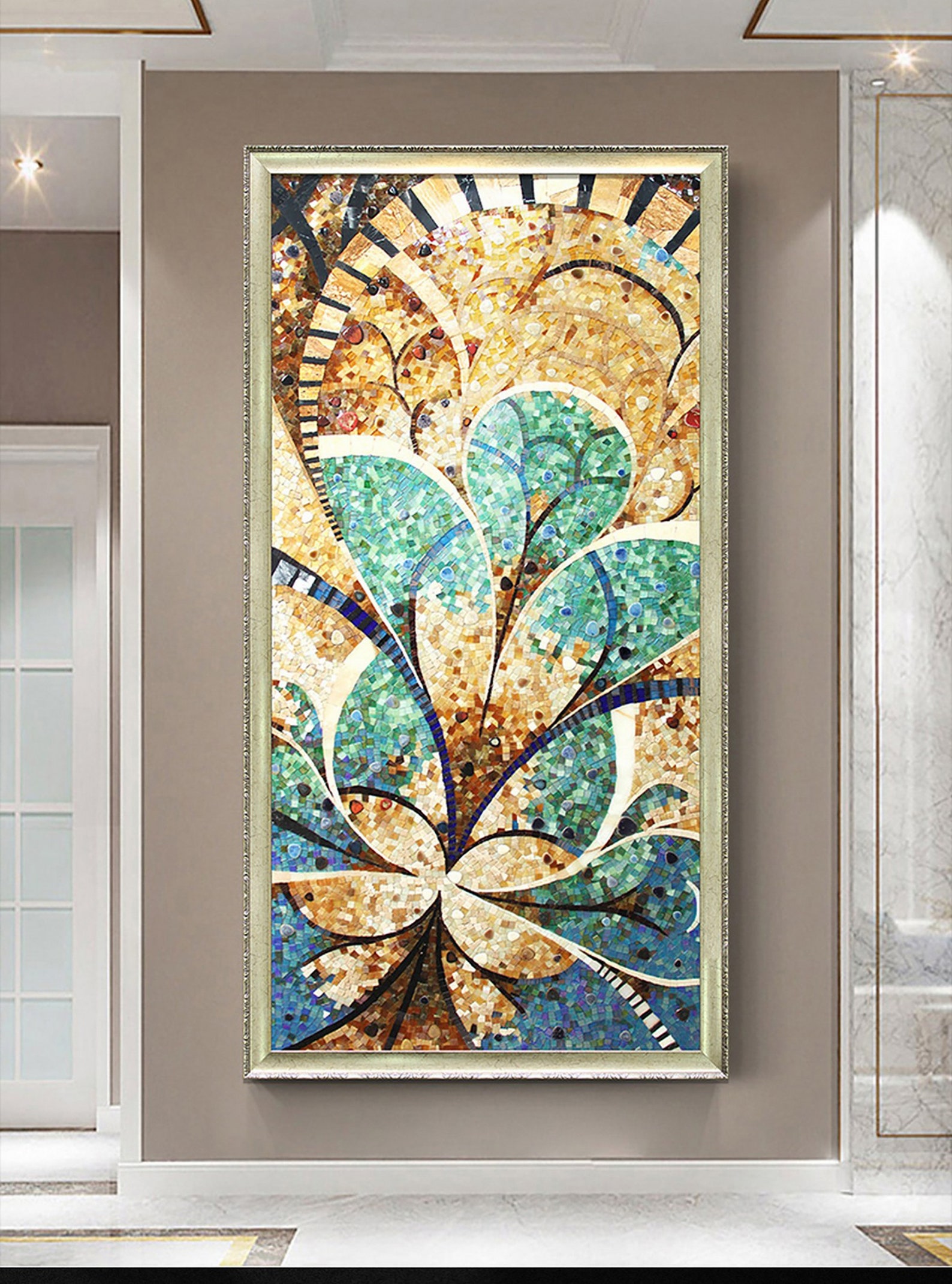 Mosaic Mural Art Mosaic Wall Art Mosaic Paiting Art Deco Painting Blue