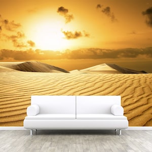 Deserto dorato al tramonto, autoadesivo, stacca e attacca, foto 3D, murale realistico, carta da parati, murale da parete, carta da parati da parete rimovibile, Egitto W#67