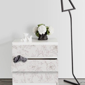 IKEA MALM dresser Sketched flowers , Removable Ikea decals, Furniture stickers, Furniture decals set, nursery decor, M#28