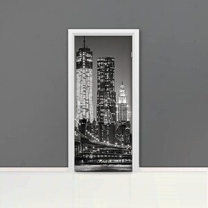 New York City Türbild selbstklebende Türfolie, abnehmbarer Türschmuck, Aufkleber Tür, Brooklyn, Manhattan, Amerika USA, D # 51