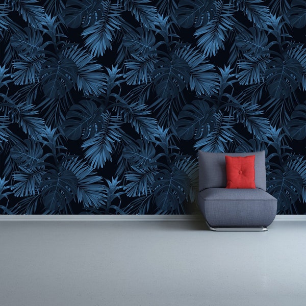 Tropical plants traditional paste & glue or removable wall mural | wallpaper Exotic, tropical pattern with hawaiian plants and flowers W#461