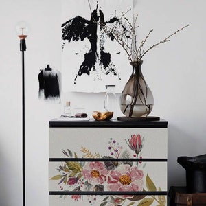 IKEA MALM dresser Retro field flowers , Removable Ikea decals, Furniture stickers, Furniture decals set, nursery decor, M#23