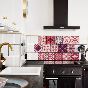 Moroccan, Tile Decals, Tile Stickers, Moroccan Traditional Tiles, Tiles for Kitchen, Kitchen Backsplash - PACK OF 24 T#11