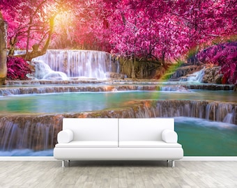 Tropical Rainforest Waterfall Wallpaper Mural By Magic Murals