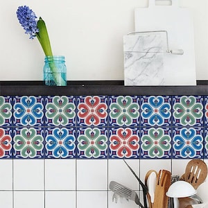Moroccan, Tile Decals, Tile Stickers, Moroccan Traditional Tiles, Tiles for Kitchen, Kitchen Backsplash - PACK OF 24 T#4
