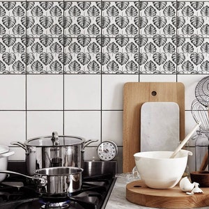 Monstera, Tile Decals, Tile Stickers, Monstera Traditional Tiles, Tiles for Kitchen, Kitchen Backsplash - PACK OF 24 T#26