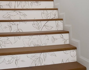 10 Streifen von Stair Riser - skizziert Blumen, wiederablösbare Aufkleber, Treppenhaus Aufkleber, S#41