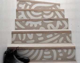 10 Streifen von Stair Riser - abstrakt, wiederablösbarer Aufkleber schälen und aufkleben, Treppendekor, Treppenhaus Aufkleber | Abnehmbare Stern Riser S#6