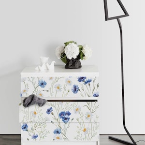IKEA MALM dresser flowers and camomiles , Removable Ikea decals, Furniture stickers, Furniture decals set, nursery decor, M#12
