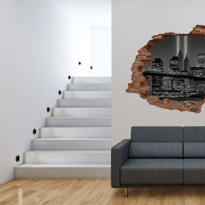 Brooklyn Bridge in Manhattan New York 3D Loch in der Wand Wandaufkleber, Aufkleber, 3D Wand Kunst Bubble Free Sticker, Dekoration W#68