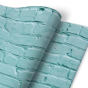 Turquoise Brick Furniture Veneer, Self Adhesive, Waterproof Sticker, Furniture Sticker, Self Adhesive Foil, Furniture Decals