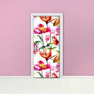 Flowers pattern Door mural Self adhesive door wrap, removable peel & stick door covering, sticker door, seamless, decoration, colorful, D#62
