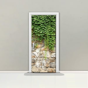 Ivy on the wall Door mural Self adhesive door wrap, removable peel & stick door covering, sticker door, green, plant, nature, leaf, D#45