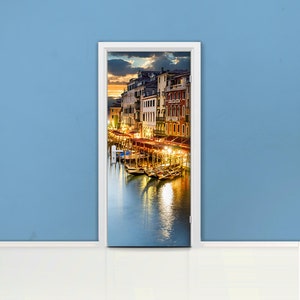 Venice Door mural Self adhesive door wrap, removable peel & stick door covering, sticker door, Italy, Venezia, grand canal, boats, D#58