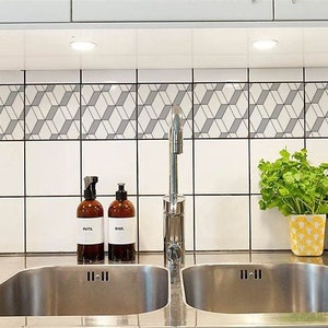 Geometric tiles, Tile Decals, Tile Stickers, Traditional Tiles, Tiles for Kitchen, Kitchen Backsplash - PACK OF 24 T#42