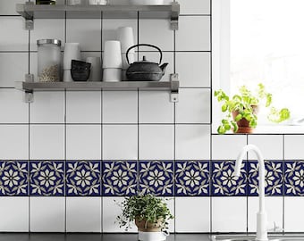 アズレージョ ポルトガル タイル ステッカー、24 枚パック、取り外し