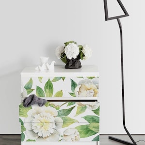 IKEA MALM dresser flowers , Removable Ikea decals, Furniture stickers, Furniture decals set, nursery decor, M#13