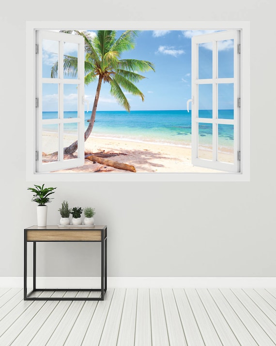 Papier peint photo mural tissé auto-adhésif art Tropical Palm Beach M12