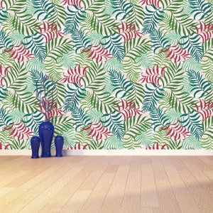 Palm leaves peel and stick or classic glue photo wallpaper | wallcovering Tropical background with palm leaves. Floral pattern  vlies  W#583