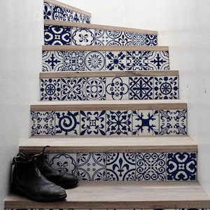 10 pasków Stair Riser - marokański, zdejmowana naklejka do odklejenia i przyklejenia, Dekoracja schodów, Naklejki na schody | zdejmowane naklejki Star Riser S#9