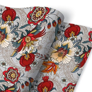 Folk Pattern Flowers Furniture Veneer, Self Adhesive, Waterproof Sticker, Furniture Sticker, Self Adhesive Foil, Furniture Decals
