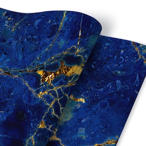 Blue Marble Furniture Veneer, Self Adhesive, Waterproof Sticker, Furniture Sticker, Self Adhesive Foil, Furniture Decals
