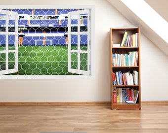Vinilo adhesivo para pared con estadio de fútbol en ventana 3D, arte de pared 3D, vinilo despegable y adhesivo, adhesivo para pared, Santiago Bernabéu, fútbol, O#2