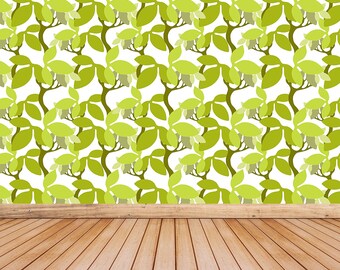 Leaf pattern peel and stick or classic glue photo mural | wallpaper Leaf pattern. Illustration.  wall covering wall decor nonwoven W#356