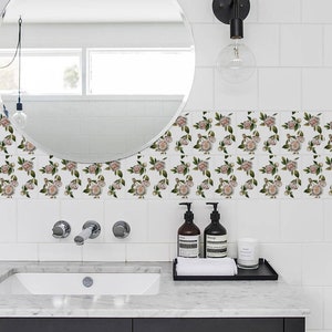 Romantic Peony, Tile Decals, Tile Stickers, Traditional Tiles, Tiles for Kitchen, Kitchen Backsplash - PACK OF 24 T#38