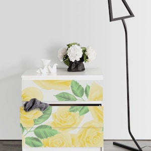 IKEA MALM dresser yellow roses , Removable Ikea decals, Furniture stickers, Furniture decals set, nursery decor, M#15