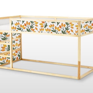 IKEA KURA BED removable stickers orange and leaves, Ikea nursery decals, Furniture stickers, Furniture decals set, Kids decor, K#7
