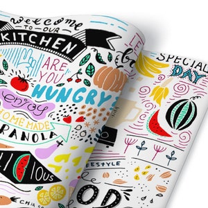 Vege Kitchen Pattern Furniture Veneer, Self Adhesive, Waterproof Sticker, Furniture Sticker, Self Adhesive Foil, Furniture Decals