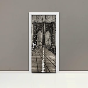 Brooklyn Bridge Türbild Selbstklebende Türfolie, abnehmbare Türfolie, Aufkleber Tür, New York, Manhattan, Amerika, D#72