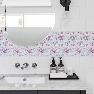 Purple Flowers, Tile Decals, Tile Stickers, Traditional Tiles, Tiles for Kitchen, Kitchen Backsplash - PACK OF 24 T#33