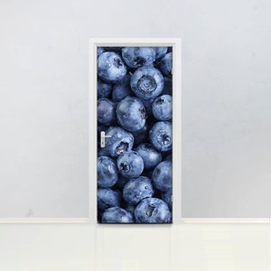 Blueberry Door mural Self adhesive door wrap, removable peel & stick door covering, sticker door, fresh, blueberries, fruits, D#34