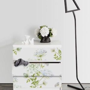 IKEA MALM dresser field flowers  , Removable Ikea decals, Furniture stickers, Furniture decals set, nursery decor, M#33
