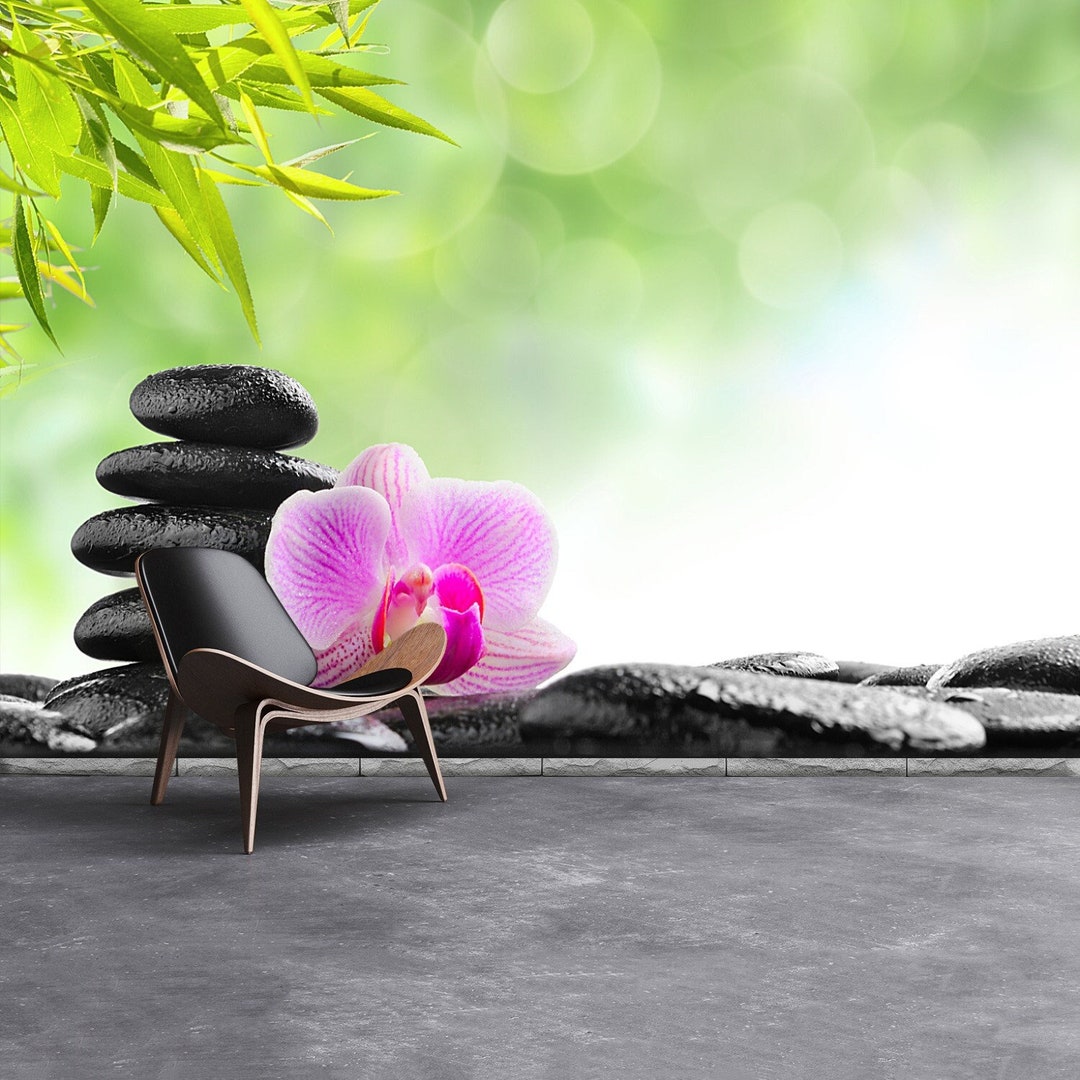 Orchid Stones Traditional Paste & Glue or Removable Photo Wallpaper ...