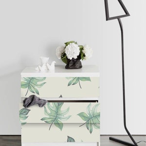 IKEA MALM dresser Tropical leaves , Removable Ikea decals, Furniture stickers, Furniture decals set, nursery decor, M#21