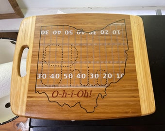 CNC file and SVG - Script Ohio (Ohio State Football) with a Football Field in the state of Ohio (Vcarve inlay file)