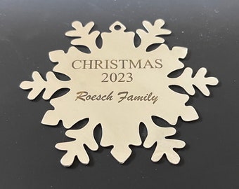 Personalized Engraved Christmas Ornament (Metal Snowflake)