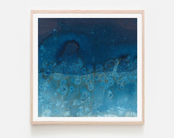 Impresión única de cianotipia - cianotipia marina - arte mural abstracto - paisaje marino contemporáneo - bellas artes - arte inspirado en la naturaleza - impresión hecha a mano